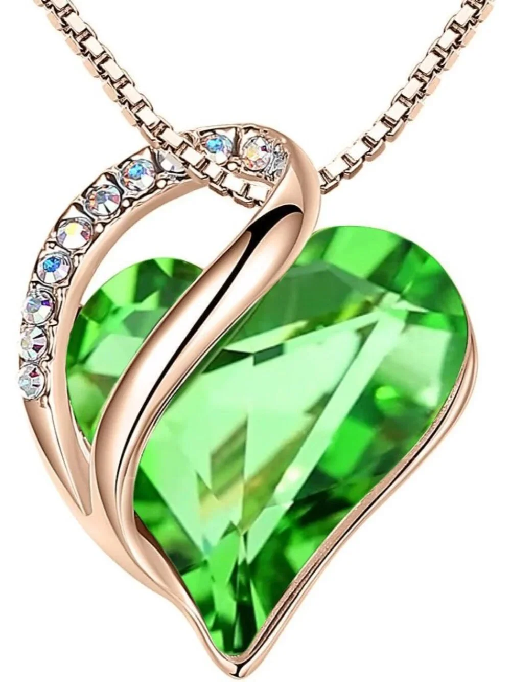 Mothers Day Gifts Rose Gold Plated Necklace for Women: Heart Shaped Birthstone C